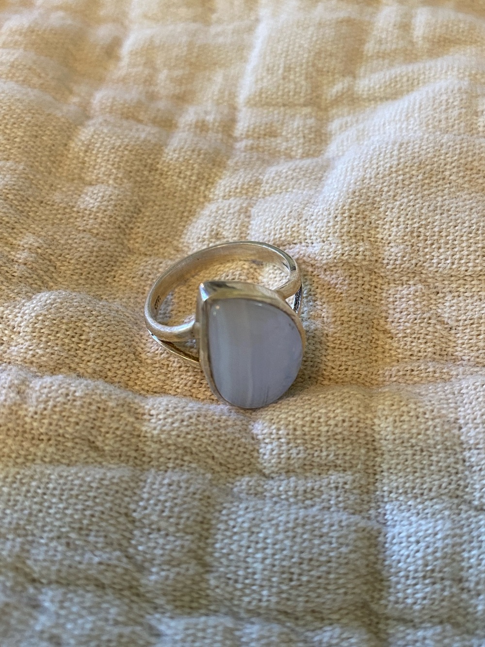 Blue Lace Agate Sterling Silver Ring 925 Size 7